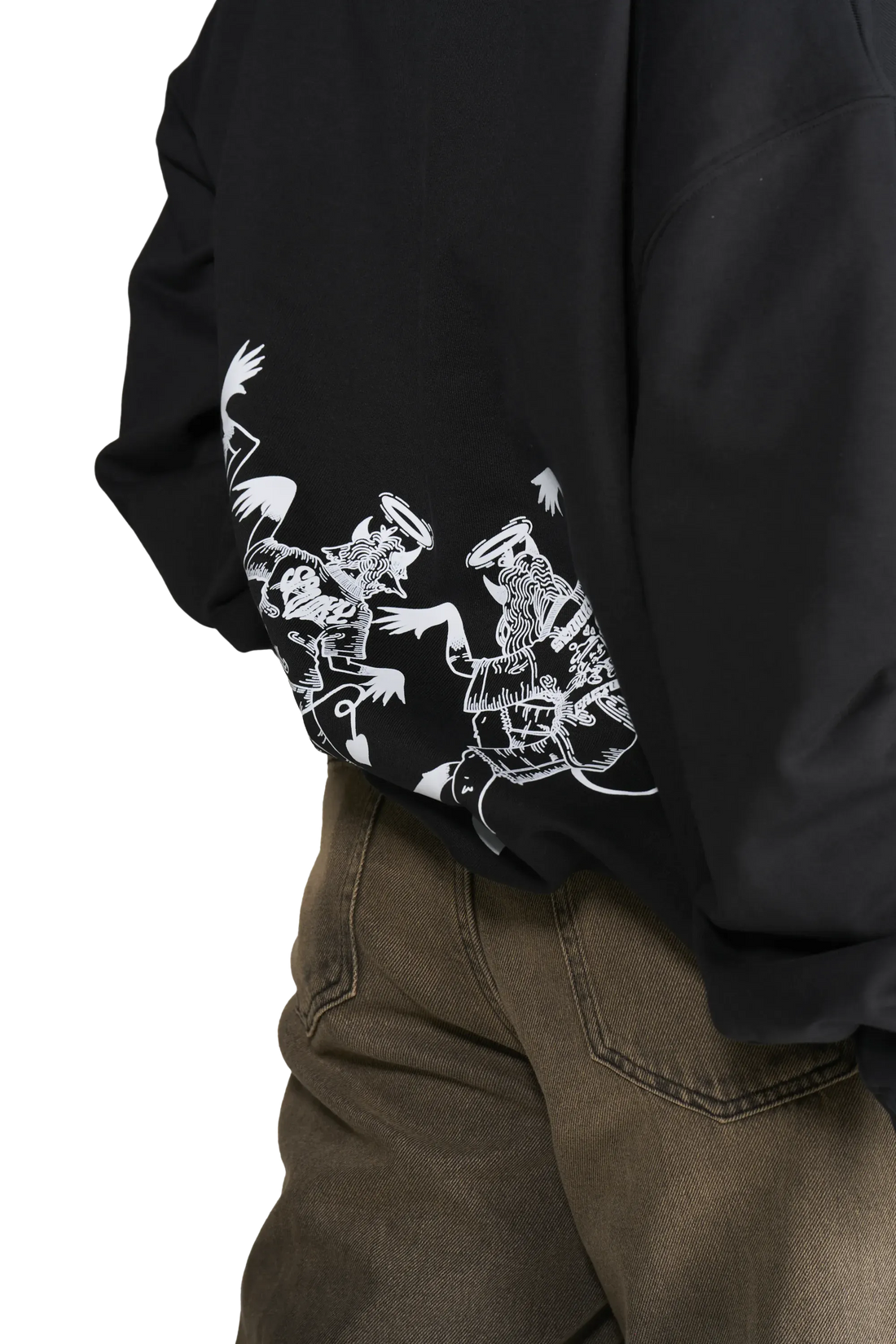 dettaglio della felpa Boogie night indossata dalla modella vista dal retro